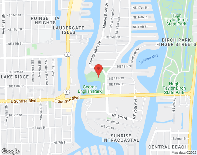 Map showing location at 1101 Bayview Drive, Fort Lauderdale, FL
