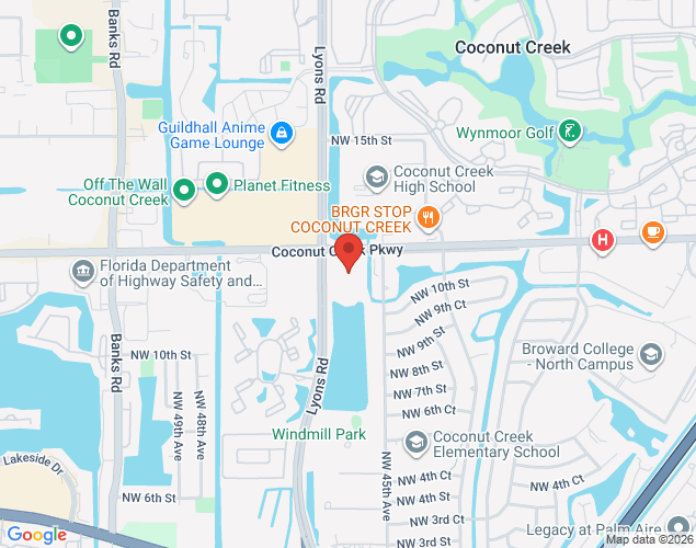 Map showing location at 1100 Lyons Road, Coconut Creek, FL