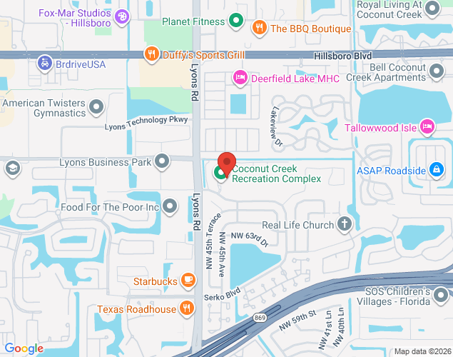 Map showing location at 4455 Sol Press Boulevard, Coconut Creek, FL