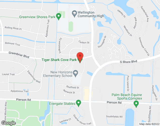 Map showing location at Tiger Shark Cove, 13800 Greenbriar Boulevard, Wellington, FL