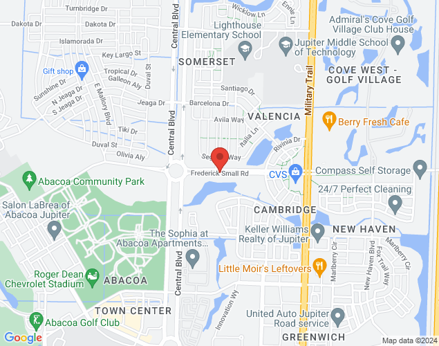 Map showing location at 15010 West Frederick Small Road, Jupiter, FL