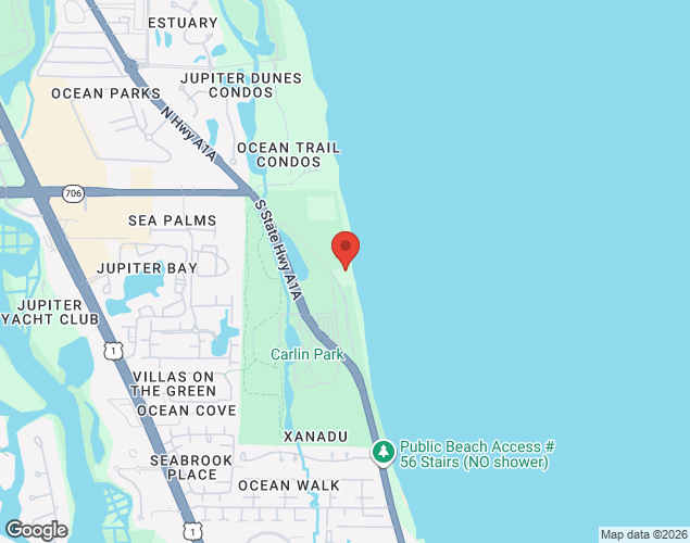 Map showing location at 351 Old A1A, Jupiter, FL
