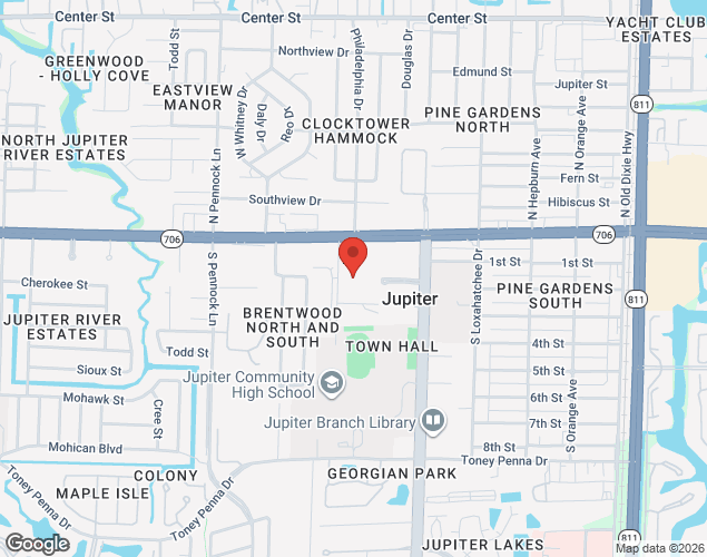 Map showing location at 200 Military Trail, Jupiter, FL