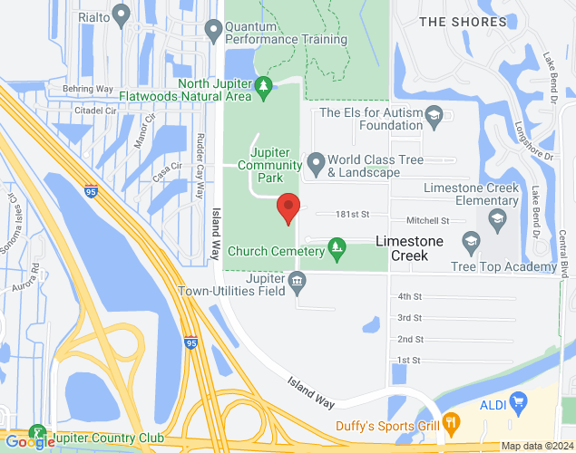 Map showing location at 3377 Church Street, Jupiter, FL