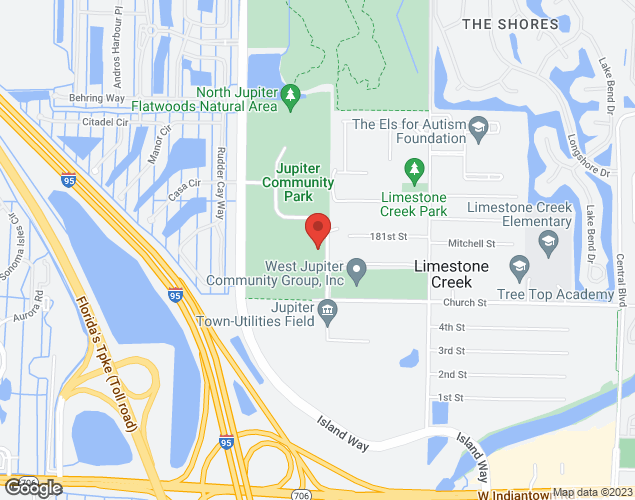 Map showing location at JCP - 3377 Church St., Jupiter, FL
