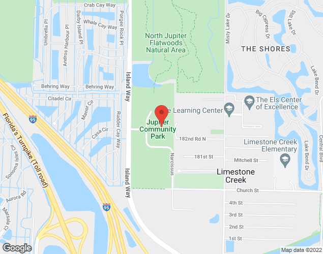 Map showing location at 3377 Church Street, Jupiter, FL