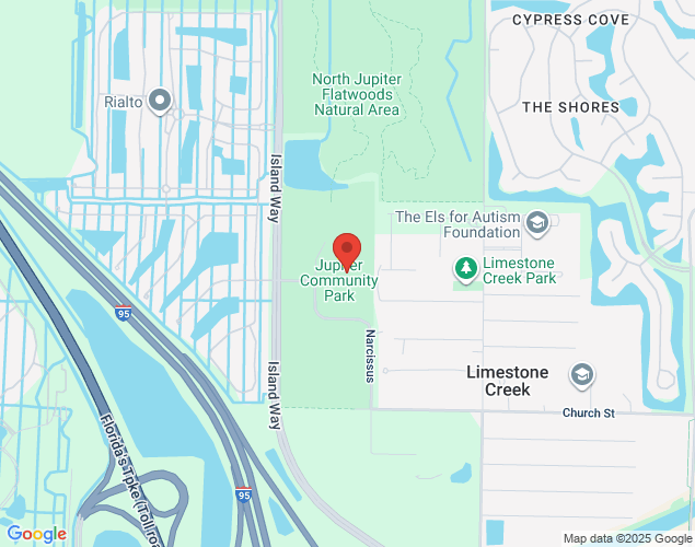 Map showing location at 1201 Island Way, Jupiter, FL