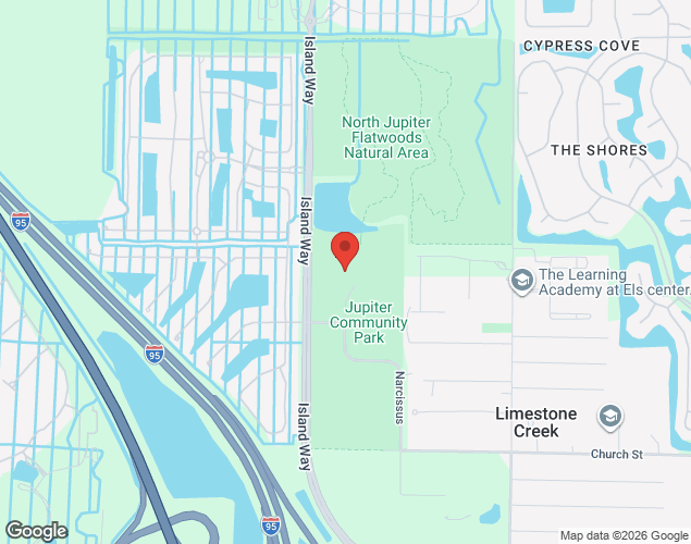Map showing location at 3377 Church Street, Jupiter, FL