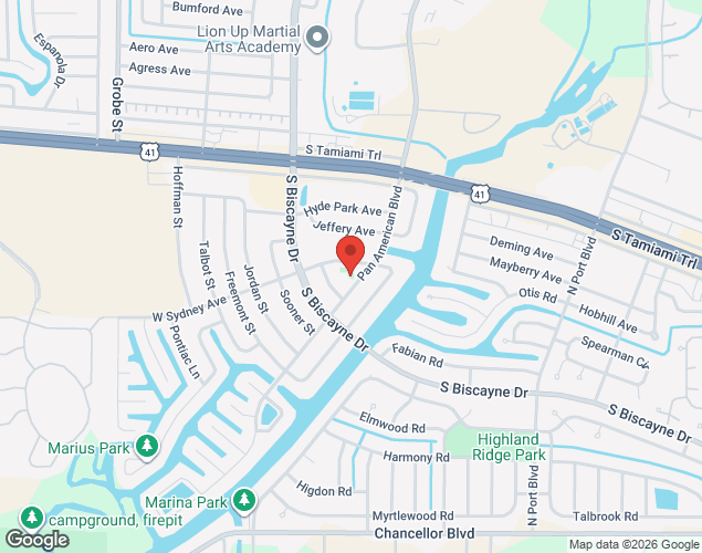 Map showing location at 6340 La Brea St, North Port, FL