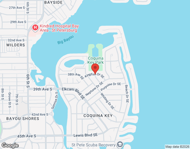 Map showing location at 3800 Wahoo St. SE, St. Petersburg, FL