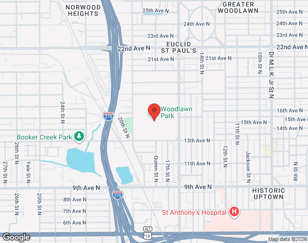 Map showing location at 1450 16th St N, St. Petersburg, FL