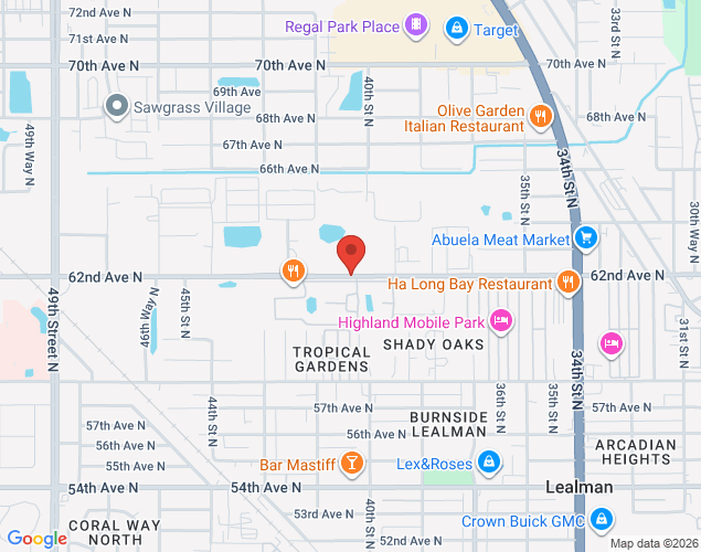 Map showing location at 4015 62nd Ave N, Pinellas Park, FL