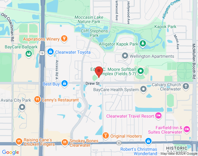 Map showing location at 2780 Drew Street, Clearwater, FL