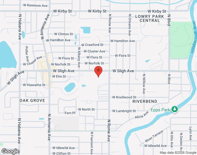 Map showing location at 6800 N Rome Ave, Tampa, FL