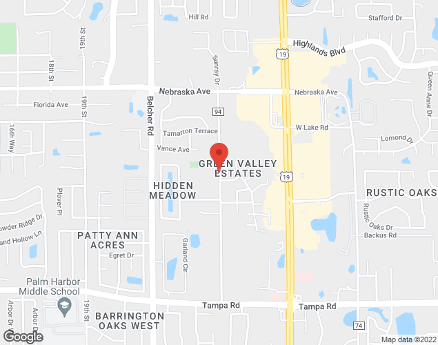 Map showing location at 799 Riviere Road, Palm Harbor, FL