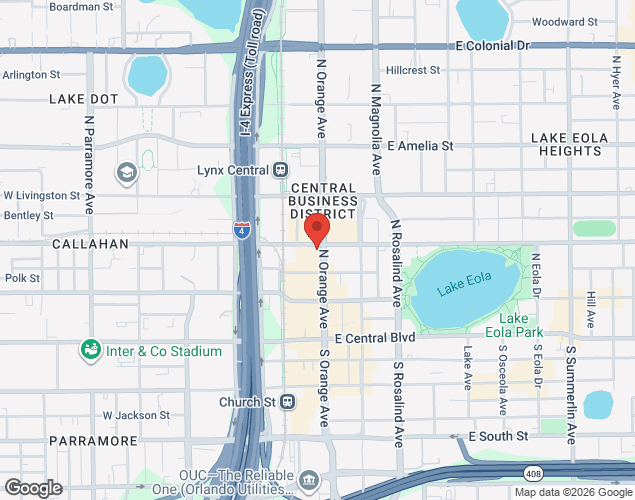 Map showing location at 274 N Orange Ave, Orlando, FL