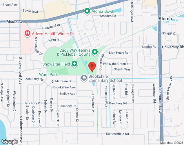 Map showing location at 2525 Cady Way, Winter Park, FL