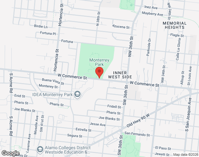 Map showing location at 5909 W. Commerce St, San Antonio, TX