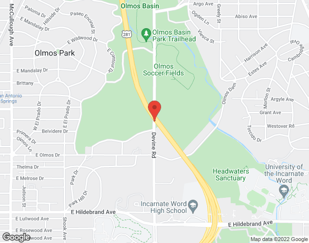 Map showing location at 500 Devine Rd., San Antonio, TX