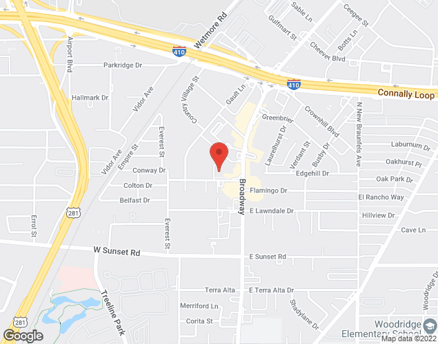 Map showing location at 8227 Broadway Ave., San Antonio, TX