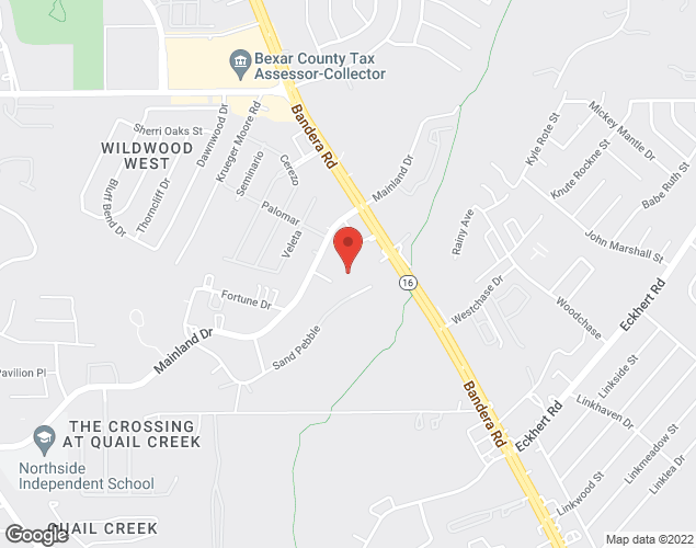 Map showing location at 8002 Sand Pebble, San Antonio, 