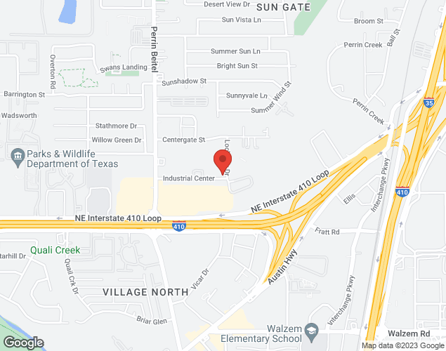 Map showing location at 4343 Industrial Center, San Antonio, TX