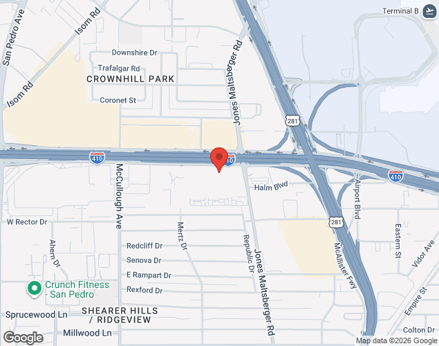 Map showing location at 90 NE Loop 410, San Antonio, TX