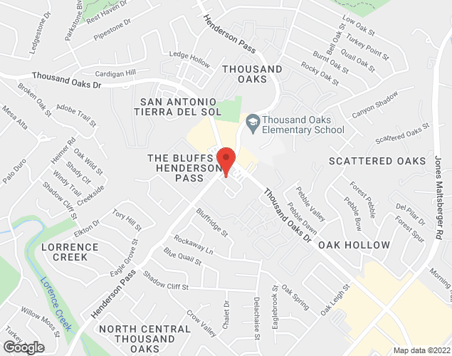 Map showing location at 15630 Henderson Pass, San Antonio, TX