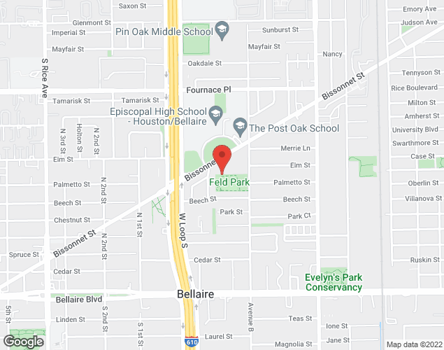 Map showing location at 6406 Avenue B, Bellaire, TX