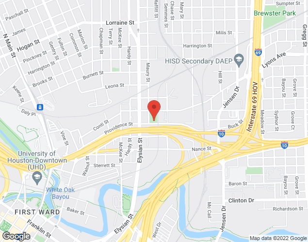 Map showing location at 1900 Lyons, Houston, TX