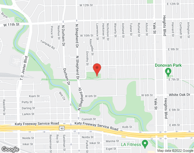 Map showing location at 725 Lawrence, Houston, TX