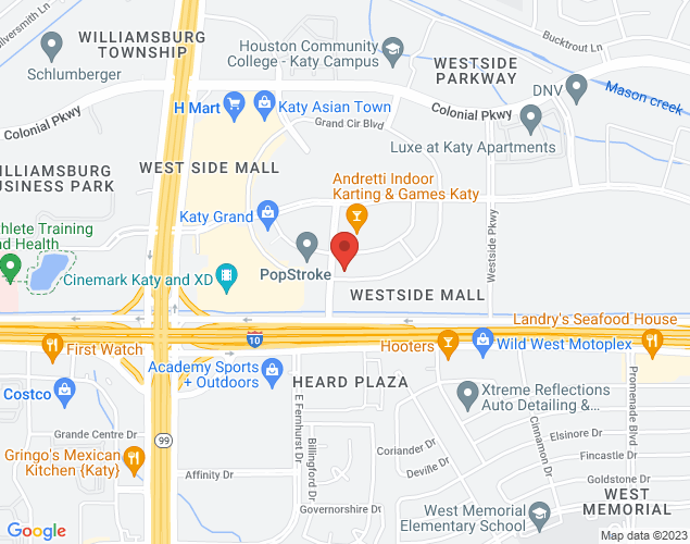 Map showing location at 1230 Grand West Blvd., Katy, TX