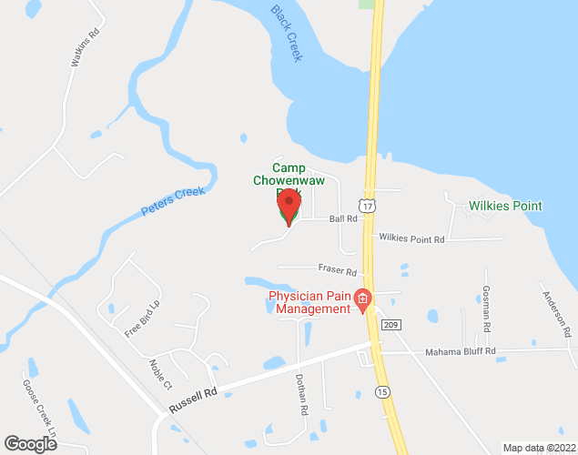 Map showing location at 1517 Ball Road, Green Cove Springs, FL
