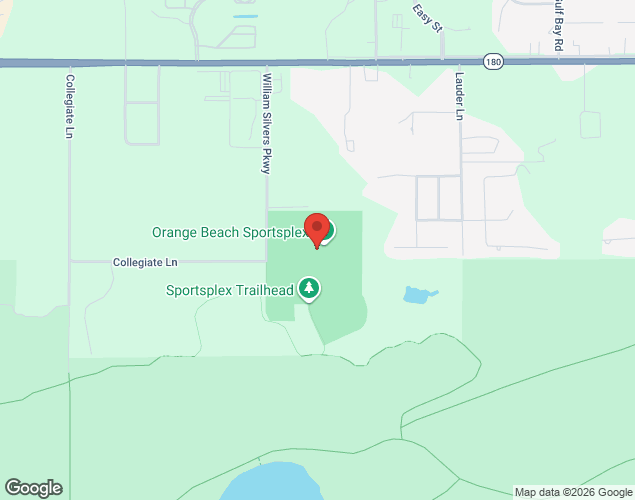 Map showing location at 4389 William Silvers Parkway, Orange Beach, AL