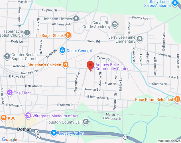 Map showing location at 1270 Lake Street, Dothan, AL
