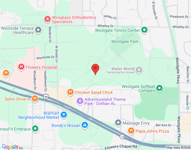Map showing location at 500 Northcutt Drive, Dothan, AL
