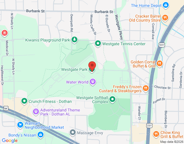 Map showing location at 501 Recreation Road, Dothan, AL