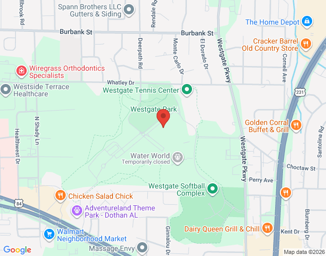 Map showing location at 201 Northcutt Drive, Dothan, AL