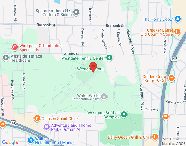 Map showing location at 210 Northcutt Drive, Dothan, AL