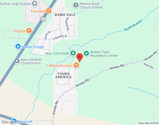 Map showing location at 110 Walton Park Drive, Dothan, AL