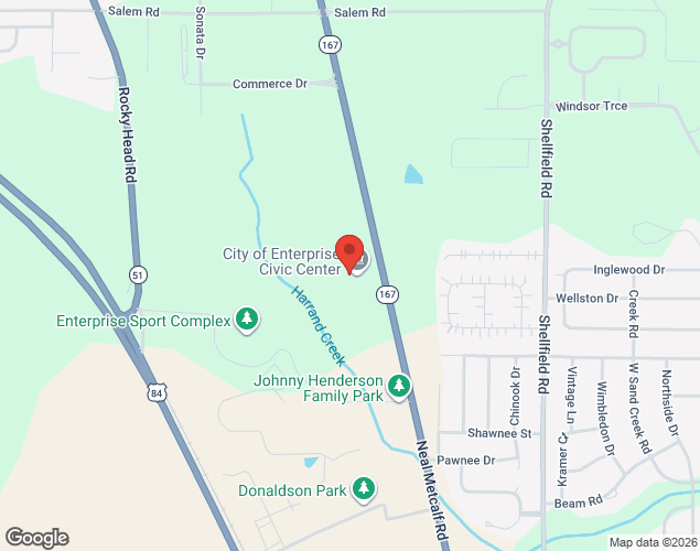 Map showing location at 1901 METCALF ROAD, ENTERPRISE, AL