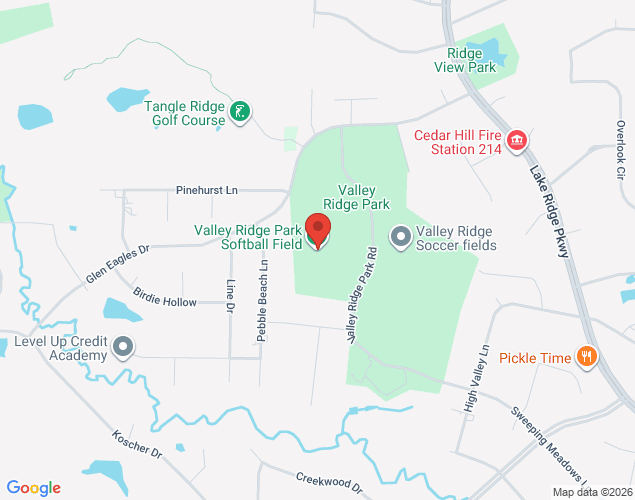 Map showing location at 2850 Park Ridge Drive, Cedar Hill, TX