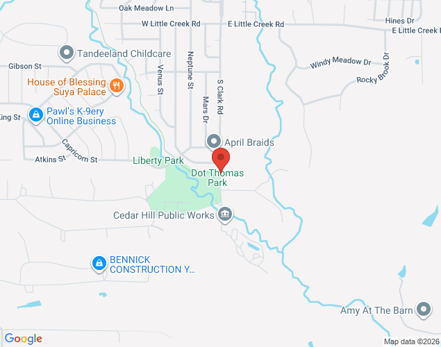 Map showing location at 1401 South Clark Road, Cedar Hill, TX