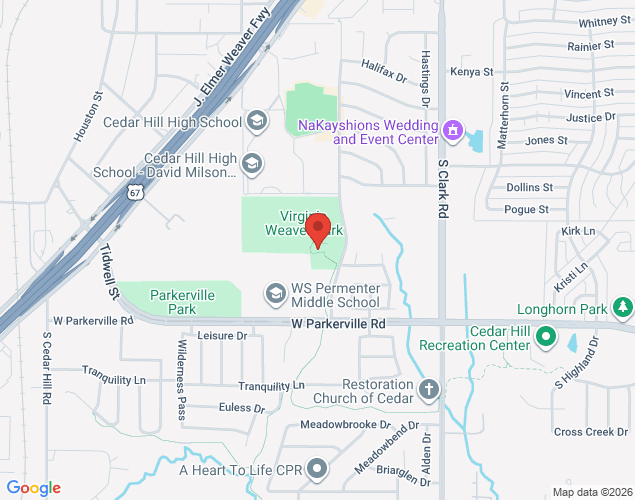 Map showing location at 631 Somerset Drive, Cedar Hill, TX