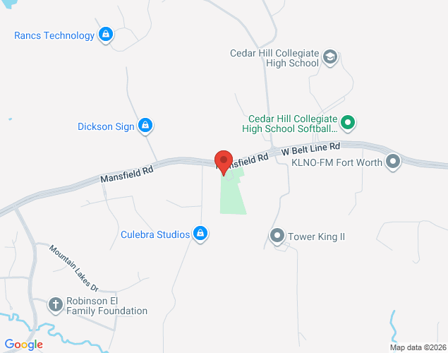 Map showing location at 1740 Mansfield Road, Cedar Hill, TX