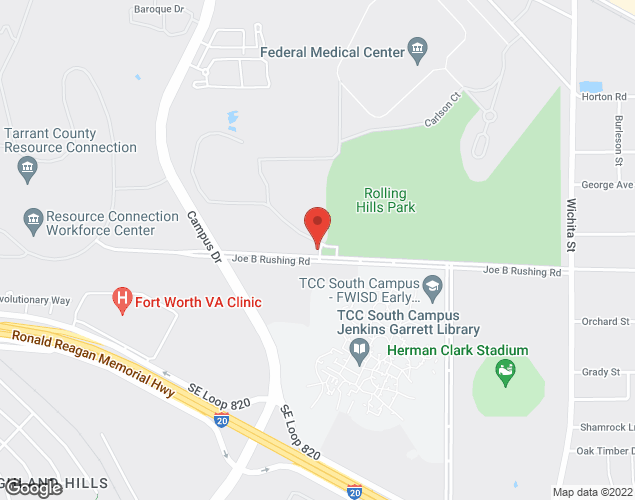 Map showing location at 2525 Joe B. Rushing Road, Fort Worth, TX
