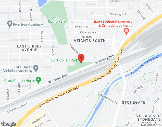 Map showing location at 4800 West Vickery Boulevard, Fort Worth, TX