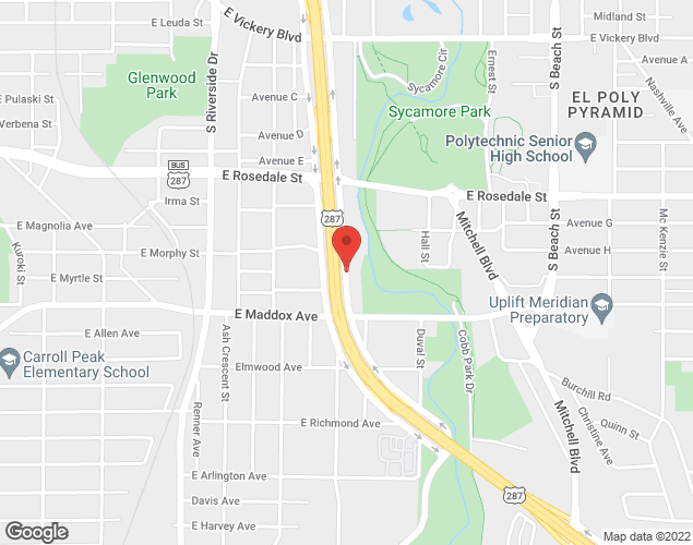 Map showing location at 1501 Martin Luther King Frwy, Fort Worth, TX