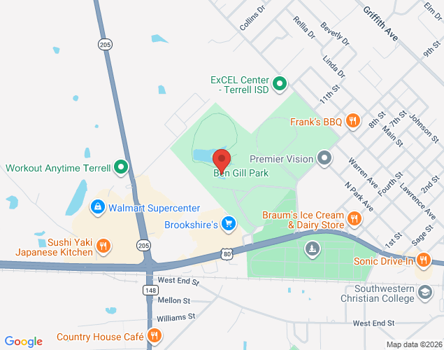 Map showing location at 110 Randy Snow Court, Terrell, TX