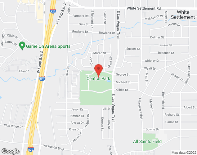 Map showing location at 8902 George St., White Settlement, TX